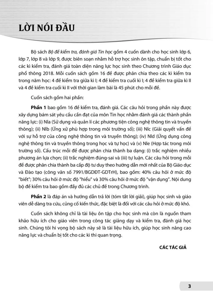 BỘ ĐỀ KIỂM TRA, ĐÁNH GIÁ TIN HỌC LỚP 9 (Theo chương trình GDPT 2018)